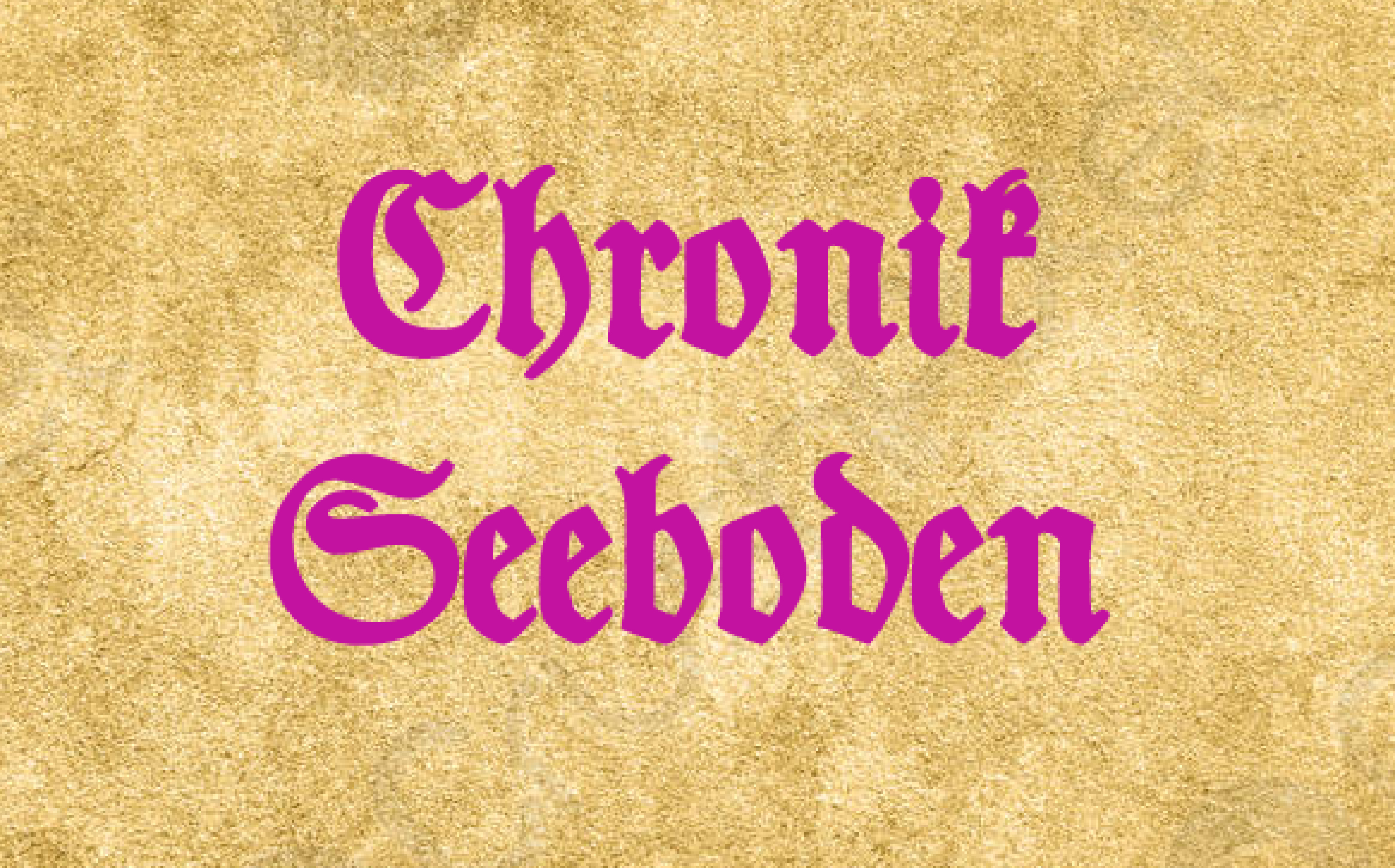 Das Logo der Seeboden Chronik in Gold hinterlegt mit pinker Aufschrift.